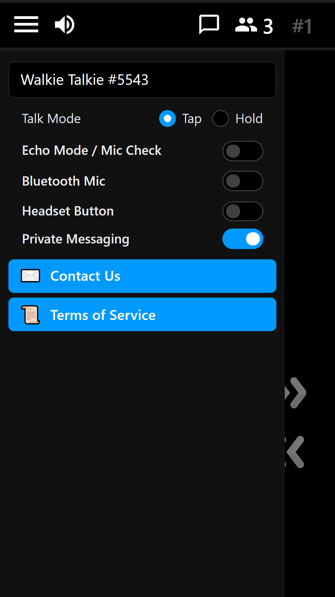 CB Radio X sidebar sound settings