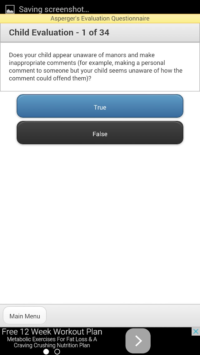 Asperger's Screening / Evaluation / Test screenshot 3