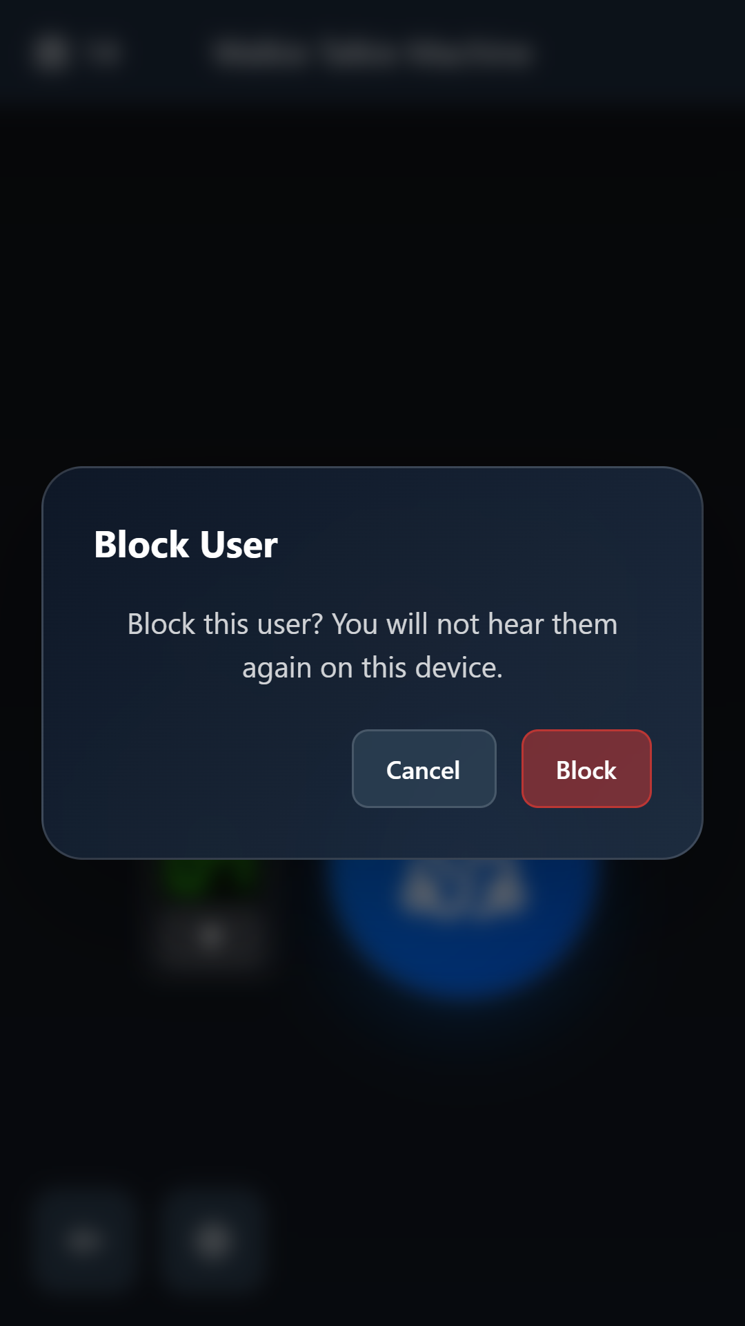 Block user confirmation without displaying usernames
